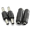 RLECS 2pcs DC 5.5x2.1mm Male to Male Power Plug Connector & 2pcs DC 5.5x2.1mm Female to Female Power Jack Connector Adapter for CCTV
