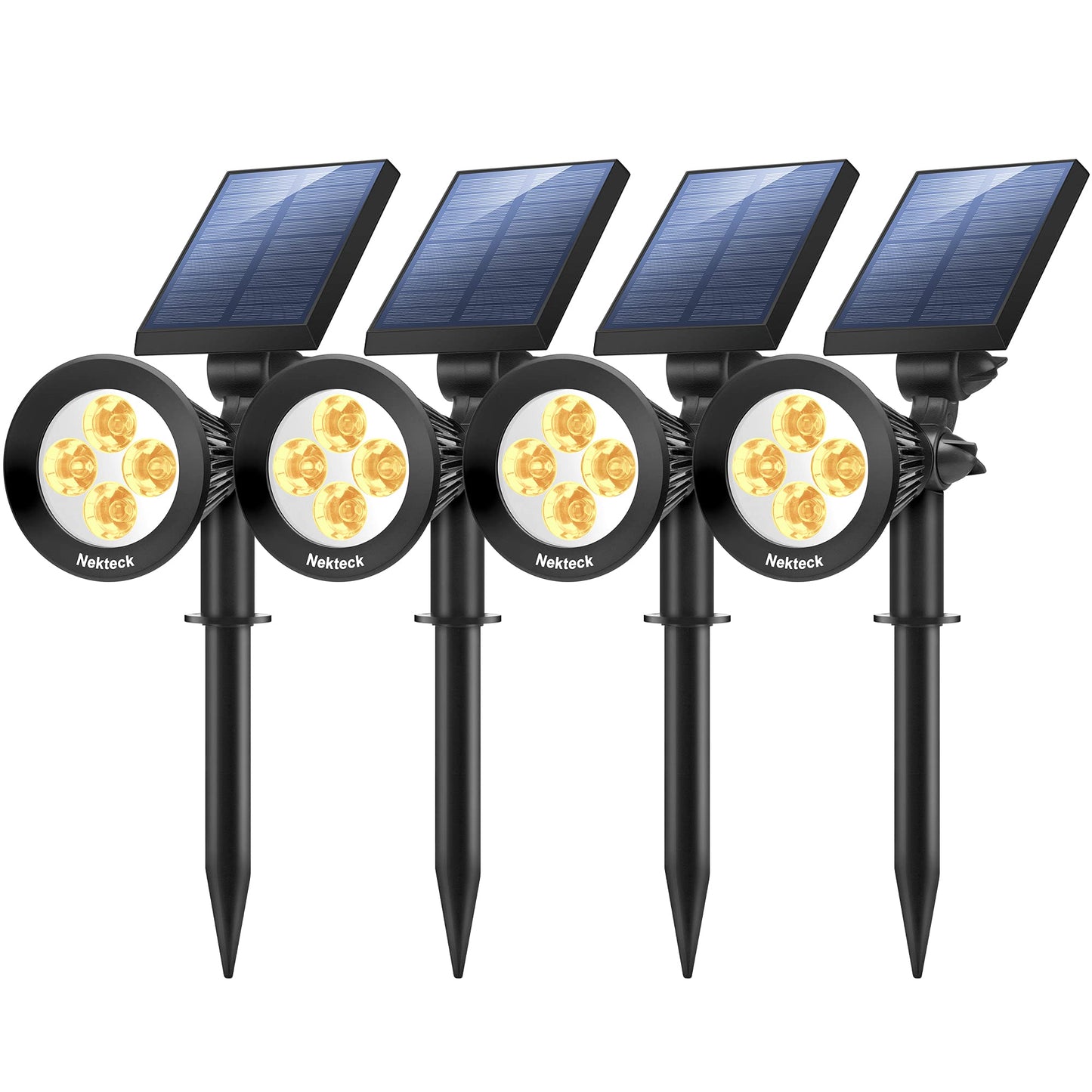 Nekteck 4 Pack Solar Lights,2-in-1 Outdoor Solar Spotlights Powered Adjustable Wall Light Landscape Lighting,Bright and Dark Sensing,Auto On/Off