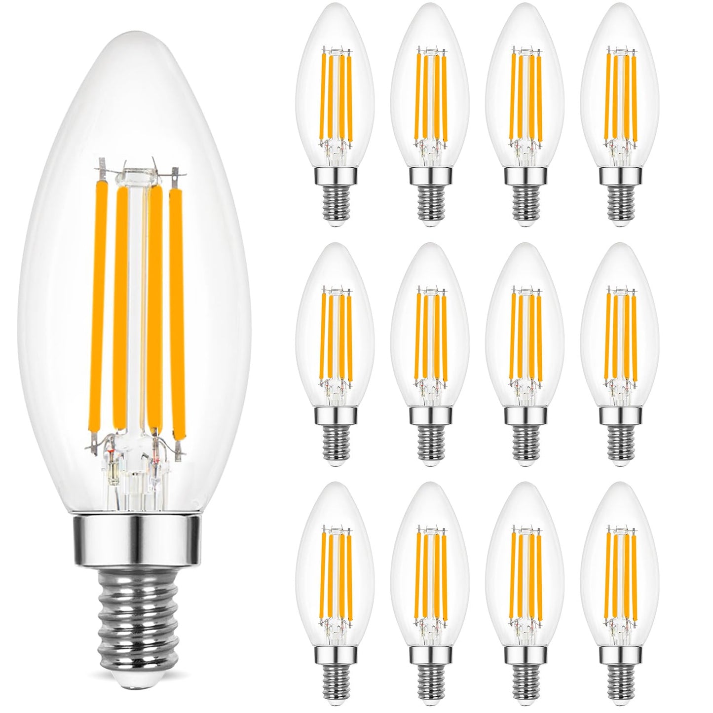 Sigalux LED Candelabra Light Bulbs, Dimmable E12 LED Bulb 60W Equivalent, 2700K Soft White, B10 Candle Bulbs for Chandelier, 5W, 450LM,12 Pack