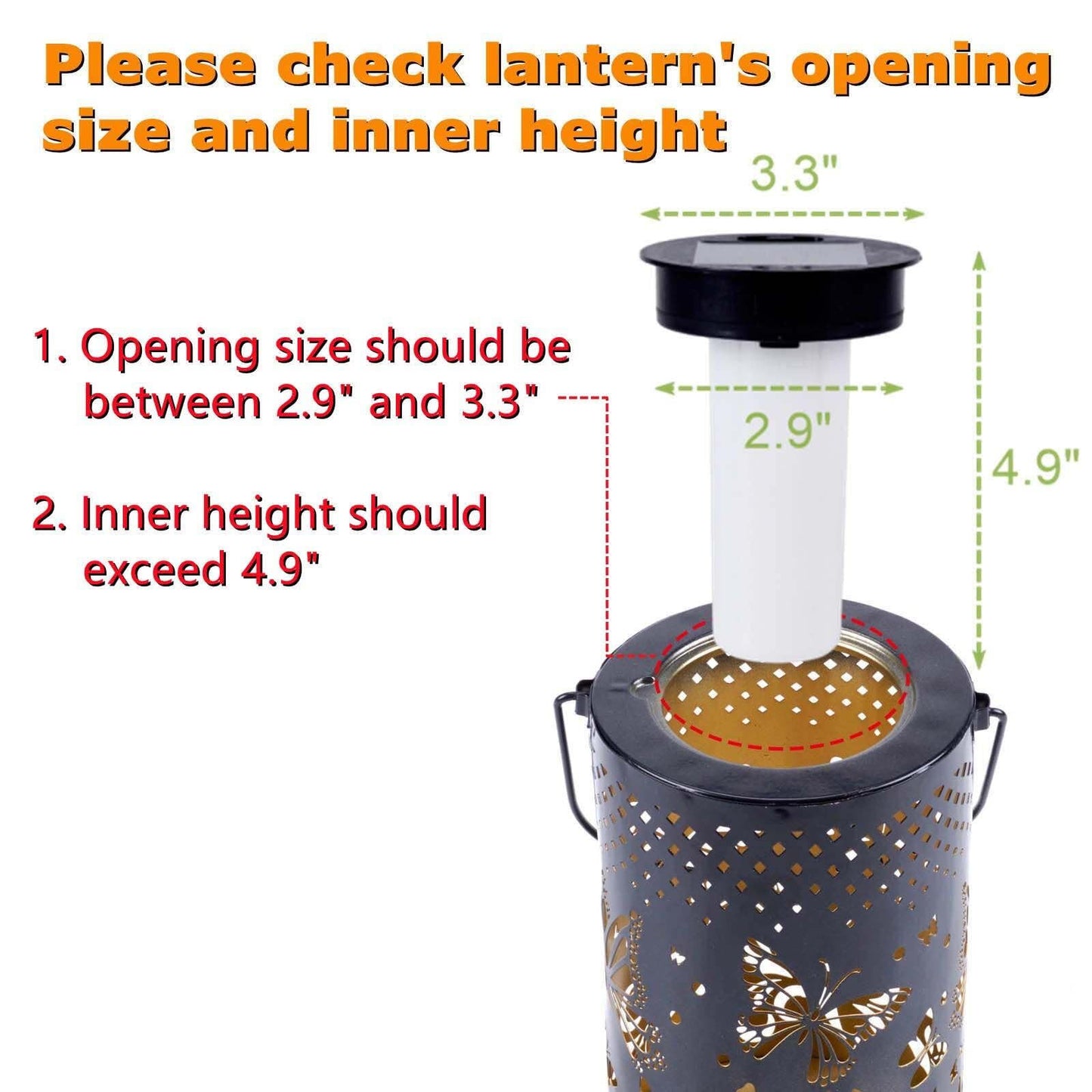 Solar-Lantern Waterproof Flame-Lights Replacement Top - Solar Outdoor Flame Atmosphere Decorative Candle Lighting for Garden Patio Camping Halloween