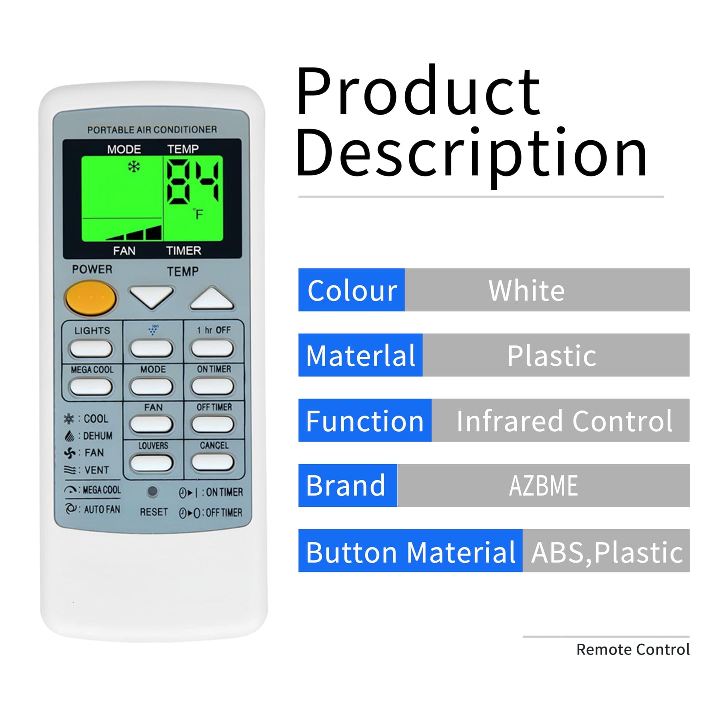 CRMC-A705JBEZ Replacement Remote Control for Sharp CV-P09LV AY-A9GR CV-2P10SC CV-P09LX CV-P10LC CVP10NC-R CV-P10PC CVP10PC-D CVP10PC-R CV-P10MC