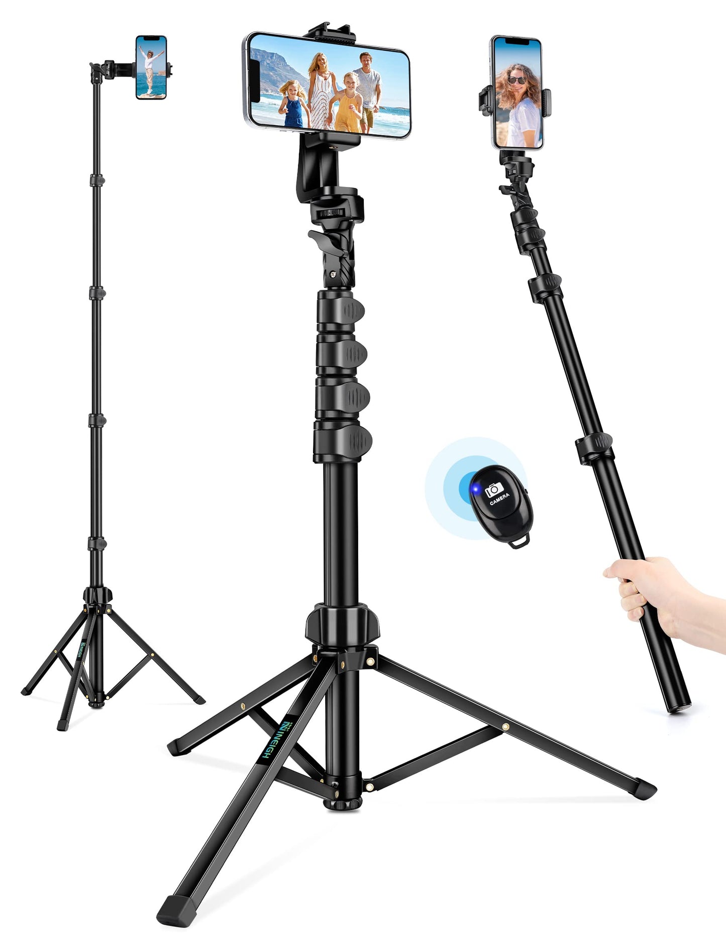 Nineigh 71" Tripod for iPhone, Phone Tripod Selfie Stick with Remote, Cell Phone Tripods & Tall Travel Tripods for Recording Video Selfies Photo
