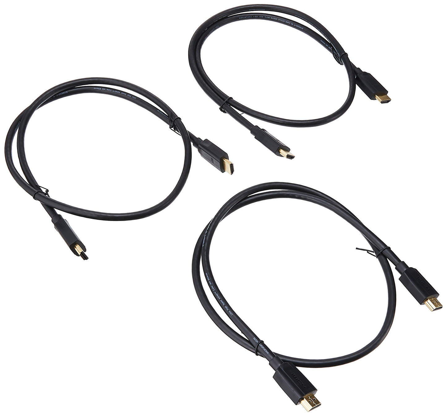 Monoprice 139480 Ultra 8K High Speed HDMI Cable - 3 Feet - Black (3-Pack) 48Gbps, 8K, Dynamic HDR, eARC, UHDTV, AMD FreeSync - DynamicView