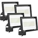 Gopretty 4 Pack 150W LED Flood Light Outdoor, 18000Lm Super Brighter Security Lights, IP66 Waterproof Work Light with Plug, 6000K Daylight White