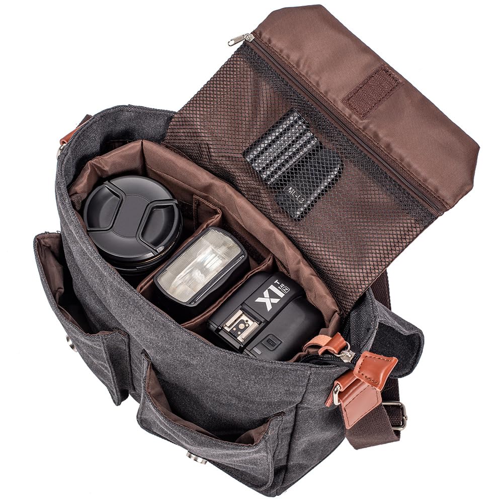 Men's Lightweight Vintage Waterproof Canvas DSLR SLR Shockproof Camera Shoulder Messenger Bag Sling bag