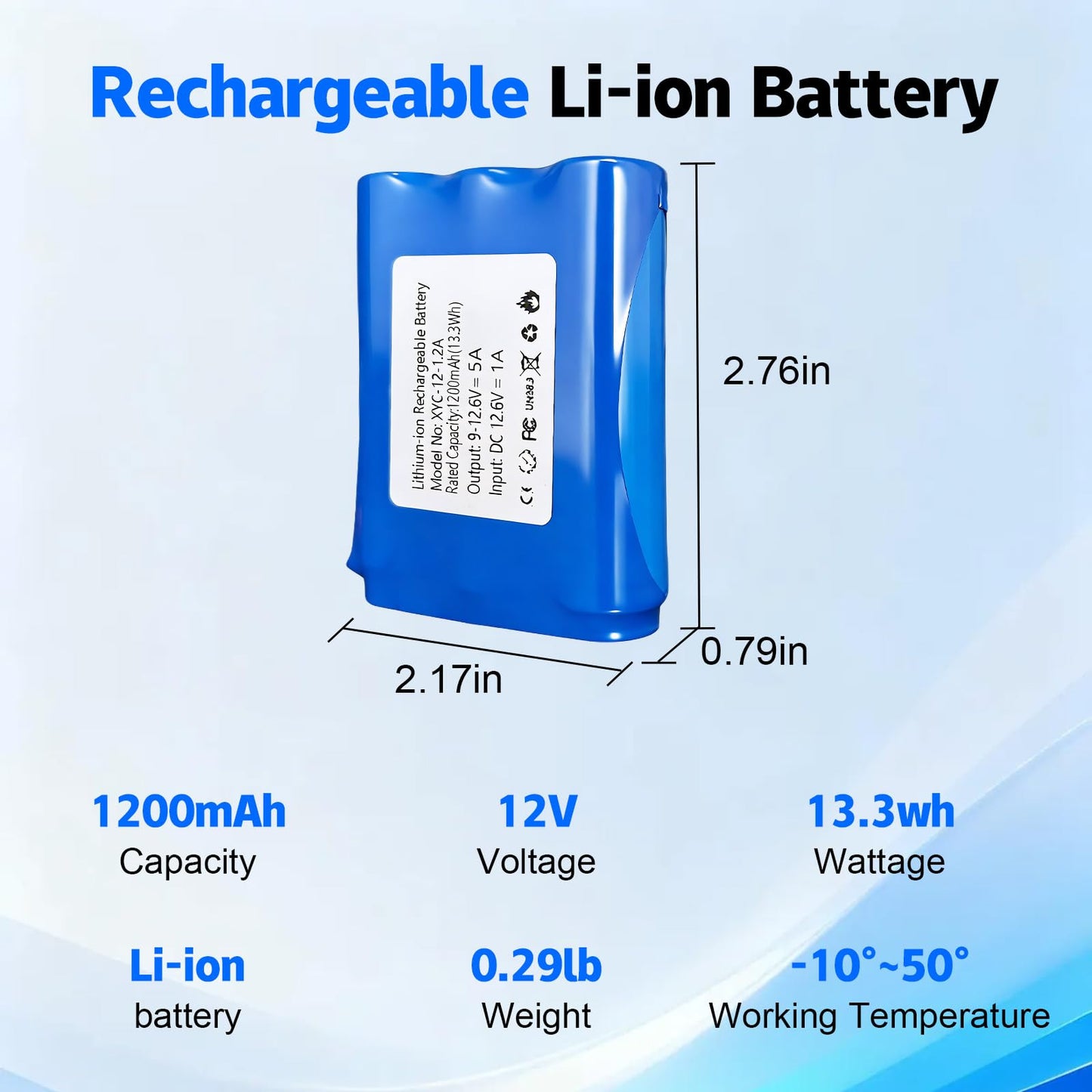 12V 1200mAh Rechargeable Li-ion Battery with Charger, Bare Leads Wire Battery Pack Perfect for DIY Project, Speakers, RC Car, Robot Toys, LED Light