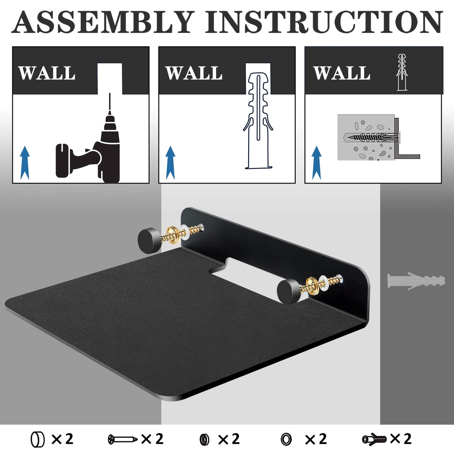 TRINENOX Floating Wall Shelves, 6" Wall Metal Speaker Mount Shelves for Bluetooth Speaker, Webcam, Cell Phones, Mesh Router, Award Toy Display Shelf