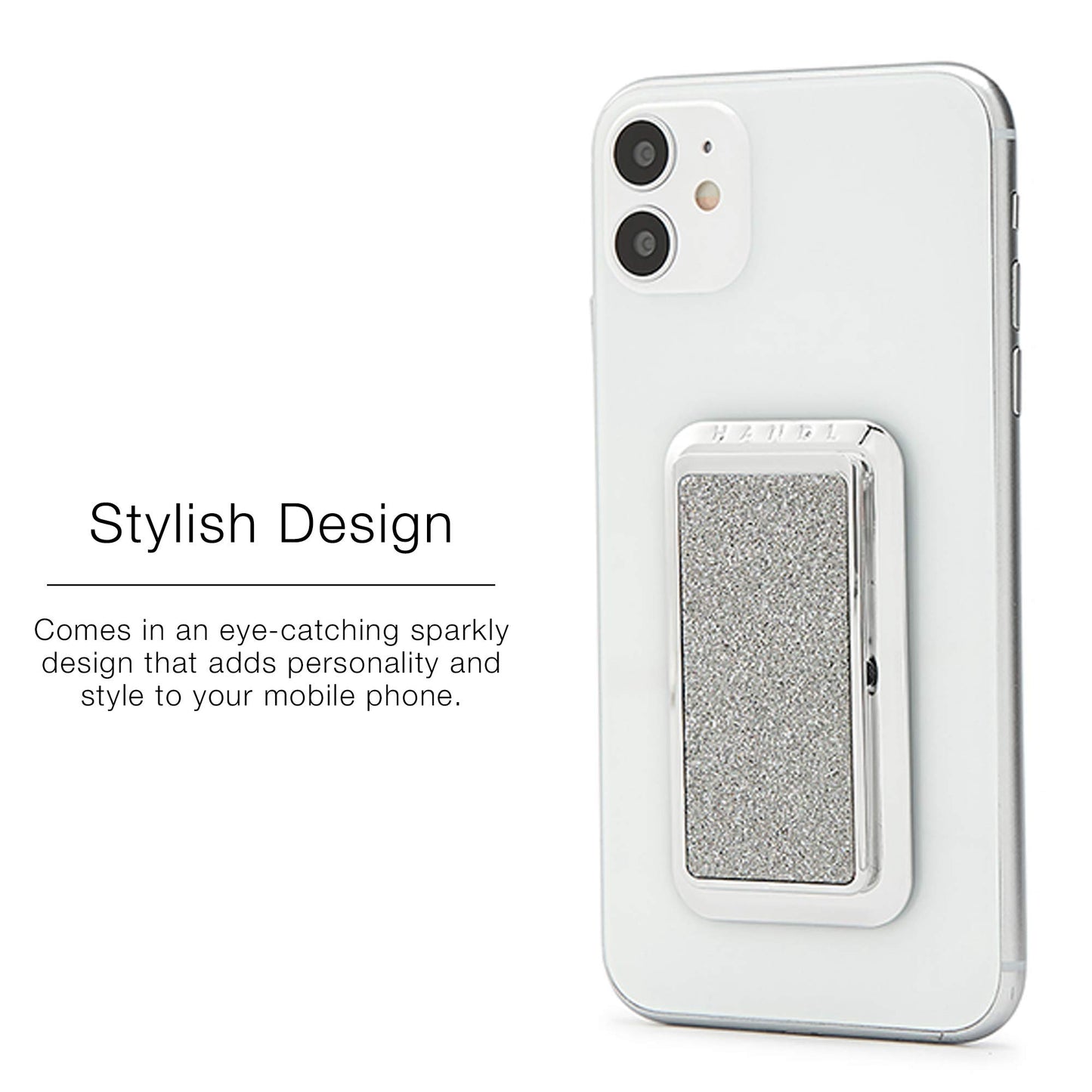 HANDL New York Silver Glitter HANDLstick Silver Glitter Grip and Stand for Smartphone