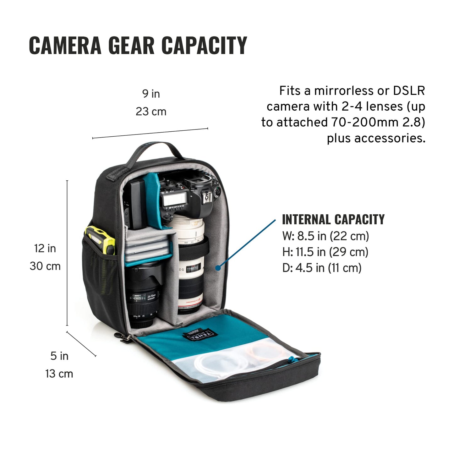 Tenba BYOB 10 DSLR Backpack Insert - Turns any bag into a camera bag for DSLR and Mirrorless cameras and lenses - Black (636-624)