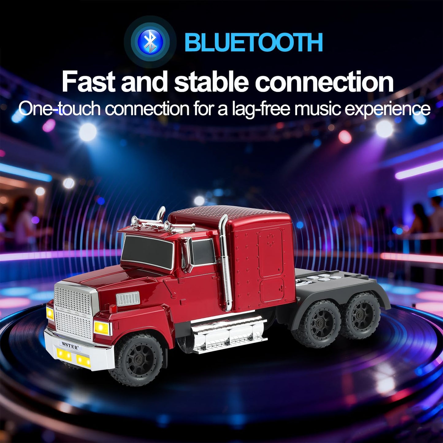 WS-570 Retro American Truck Model Bluetooth Replica Speaker - Portable HD Sound, TWS Stereo,FM Radio,LED Party Lights,Built-in Microphone