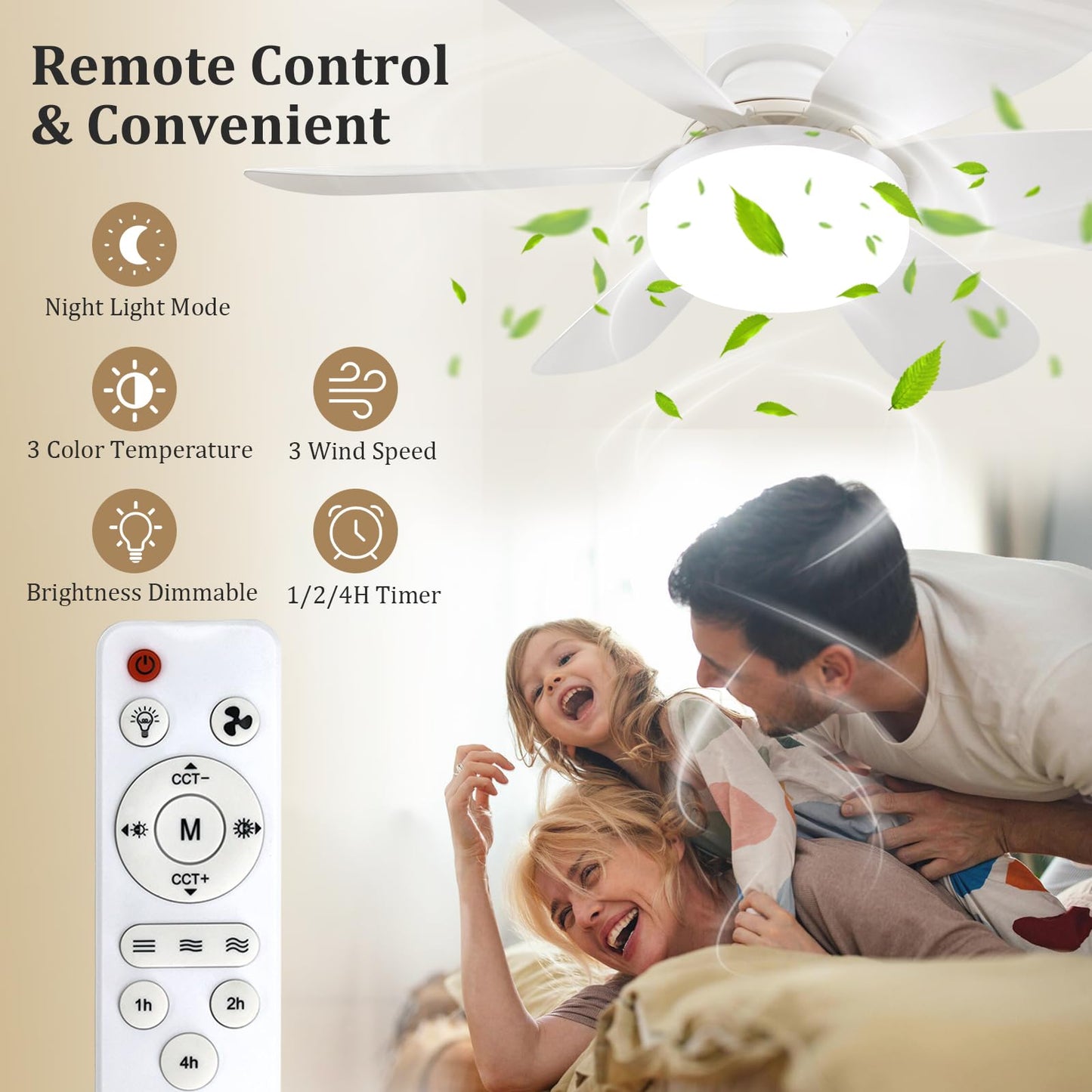 VTYXCTIGJ 20.5"Socket Fan Light with Remote,E26 Base 40W/3000-6000K Dimming