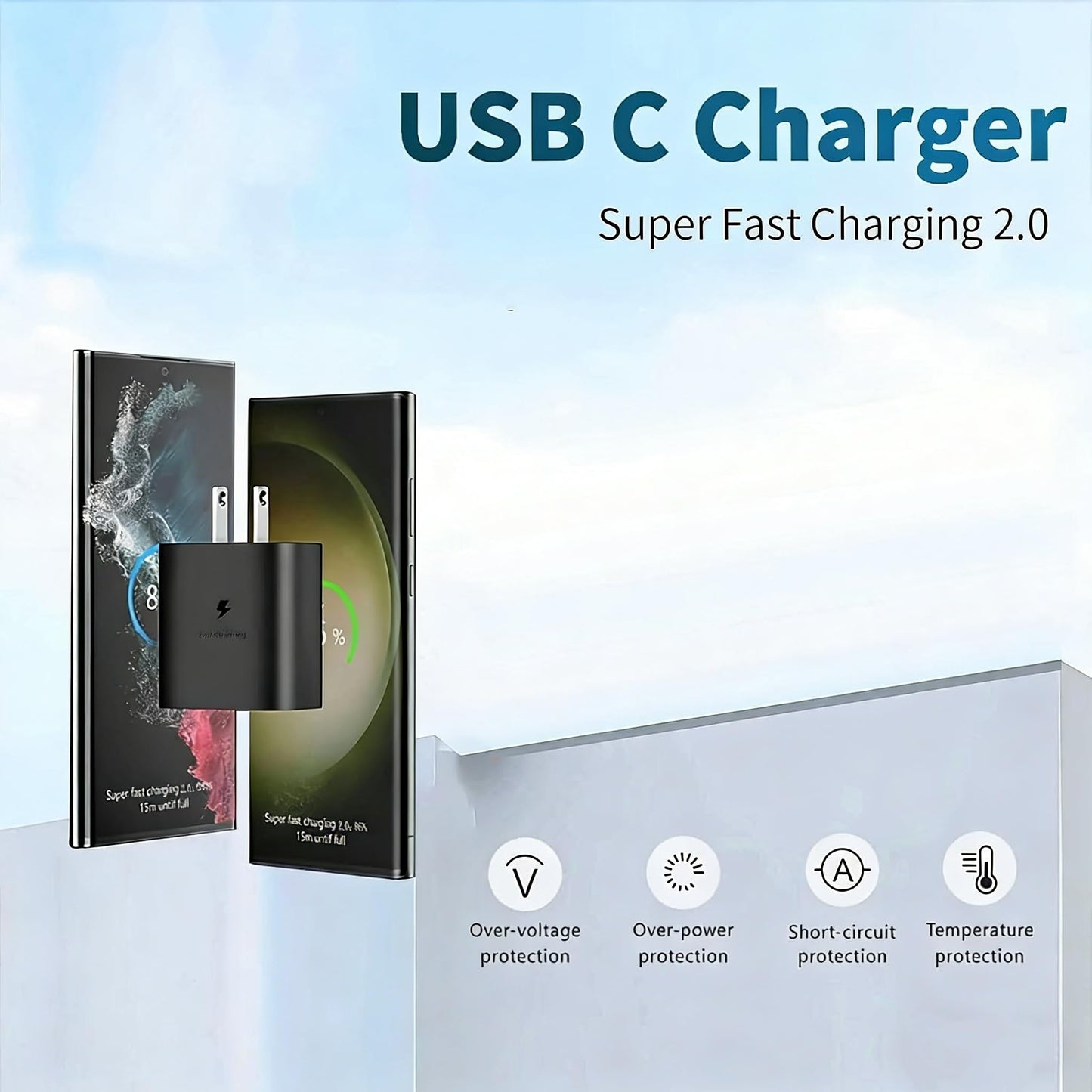 Super Type-C Charger Fast Charging Block?45 W USB C Fast Charger with Type-C Cables for S ansung Galaxy S25 Ultra/S24 Ultra/S24+/S23 Ultra/S23+/S22
