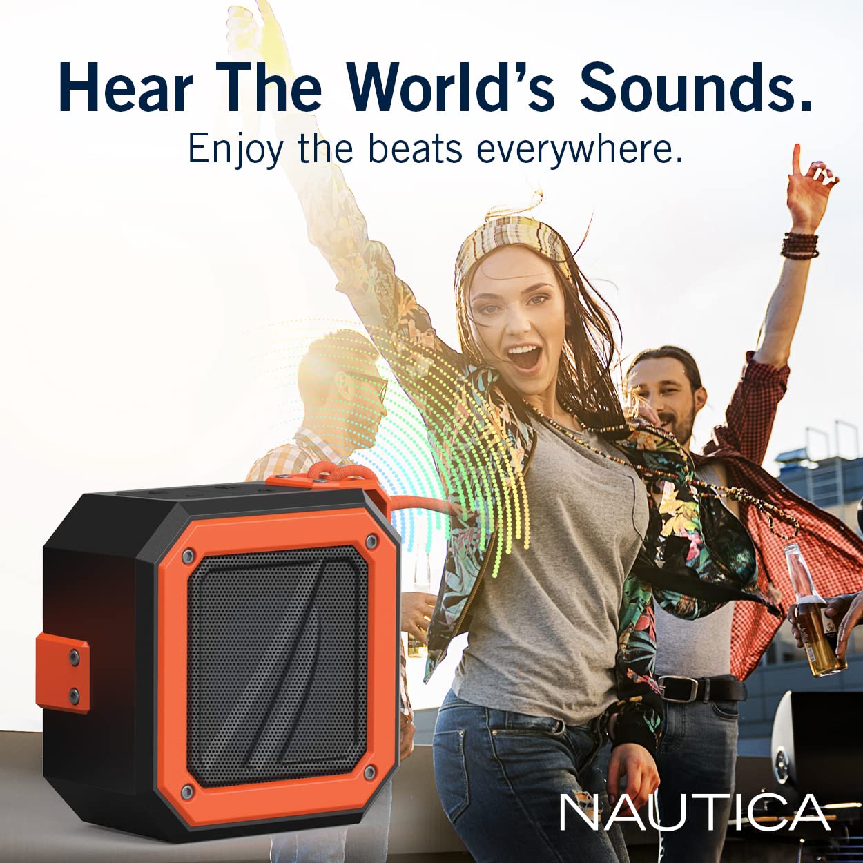 Nautica S100 True Wireless Outdoor Speaker, Portable IPX5 Waterproof Bluetooth Speaker with 15H Playtime, 200-Day Standby & TWS Pairing, Perfect