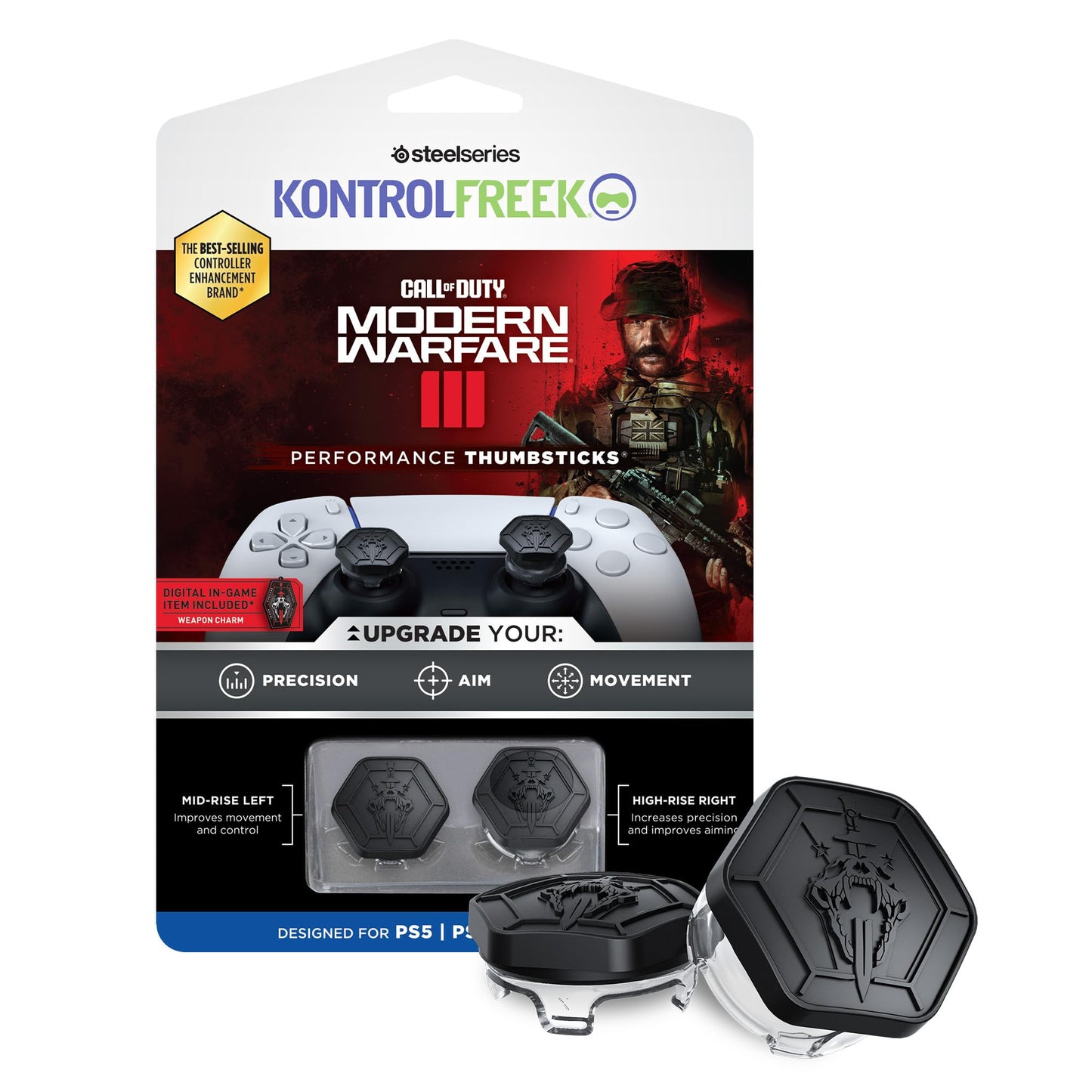 KontrolFreek Call of Duty: Modern Warfare III Performance Thumbsticks for PlayStation 4 (PS4) and PlayStation 5 (PS5) | 1 High-Rise, 1 Mid-Rise |