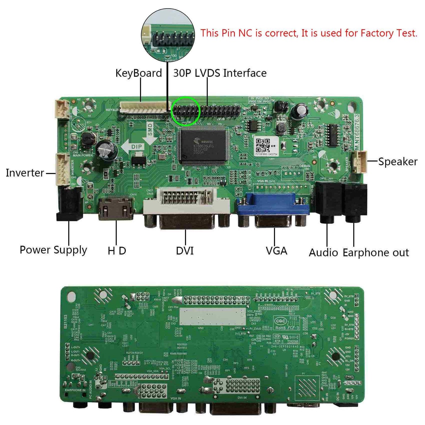 VSDISPLAY VGA DVI Audio LCD Driver Board for 15.4" LTN154BT03 LP154WP2 B154PW04 1440x900 LED 40Pin LCD Panel