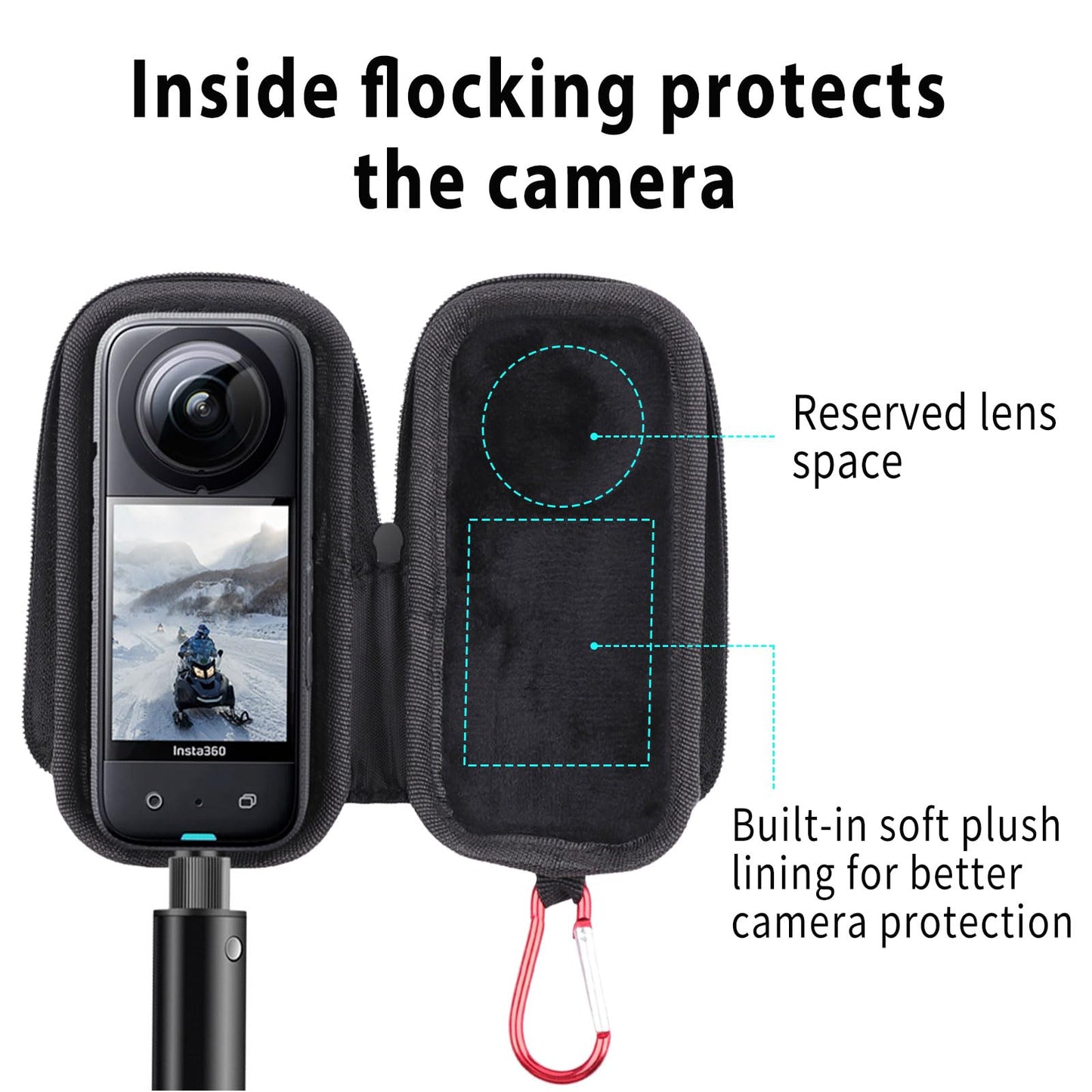 Craznick Hard Carrying Case for Insta360 X3 Portable Surface Waterproof Mini Storage Bag Lens Protector Cover with Wrist Strap for Insta360 ONE