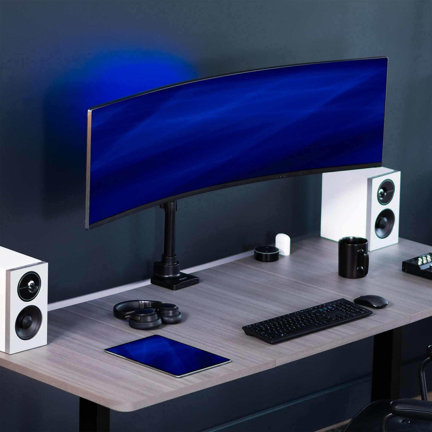 VIVO Ultra Wide Monitor and TV Desk Mount for up to 55 inch Screens, Single Television Stand with Articulating Arm, Holds up to 44 lbs, Max VESA