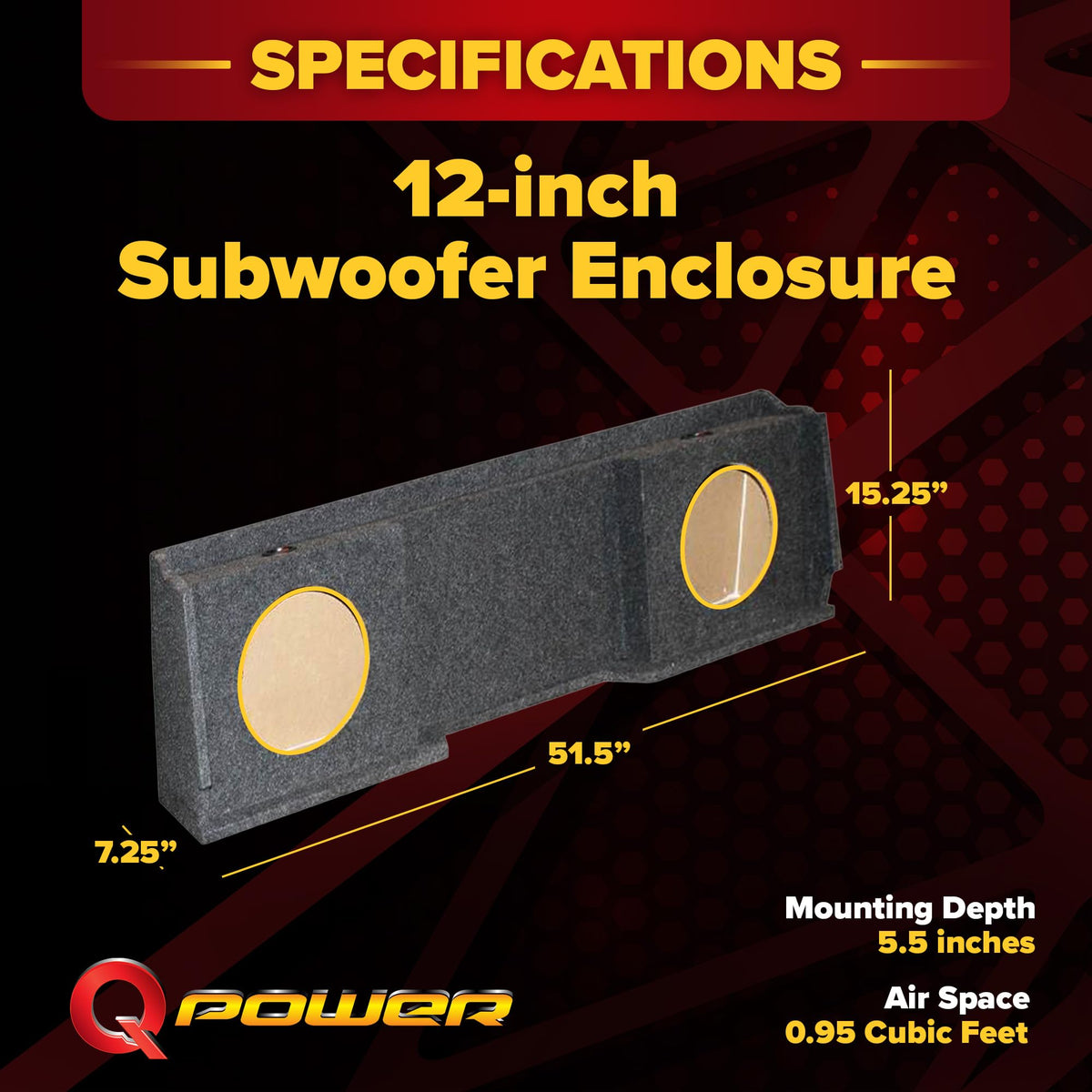 Q Power Dual 12" Underseat Downfire Subwoofer Box for Chevy/GMC XCab
