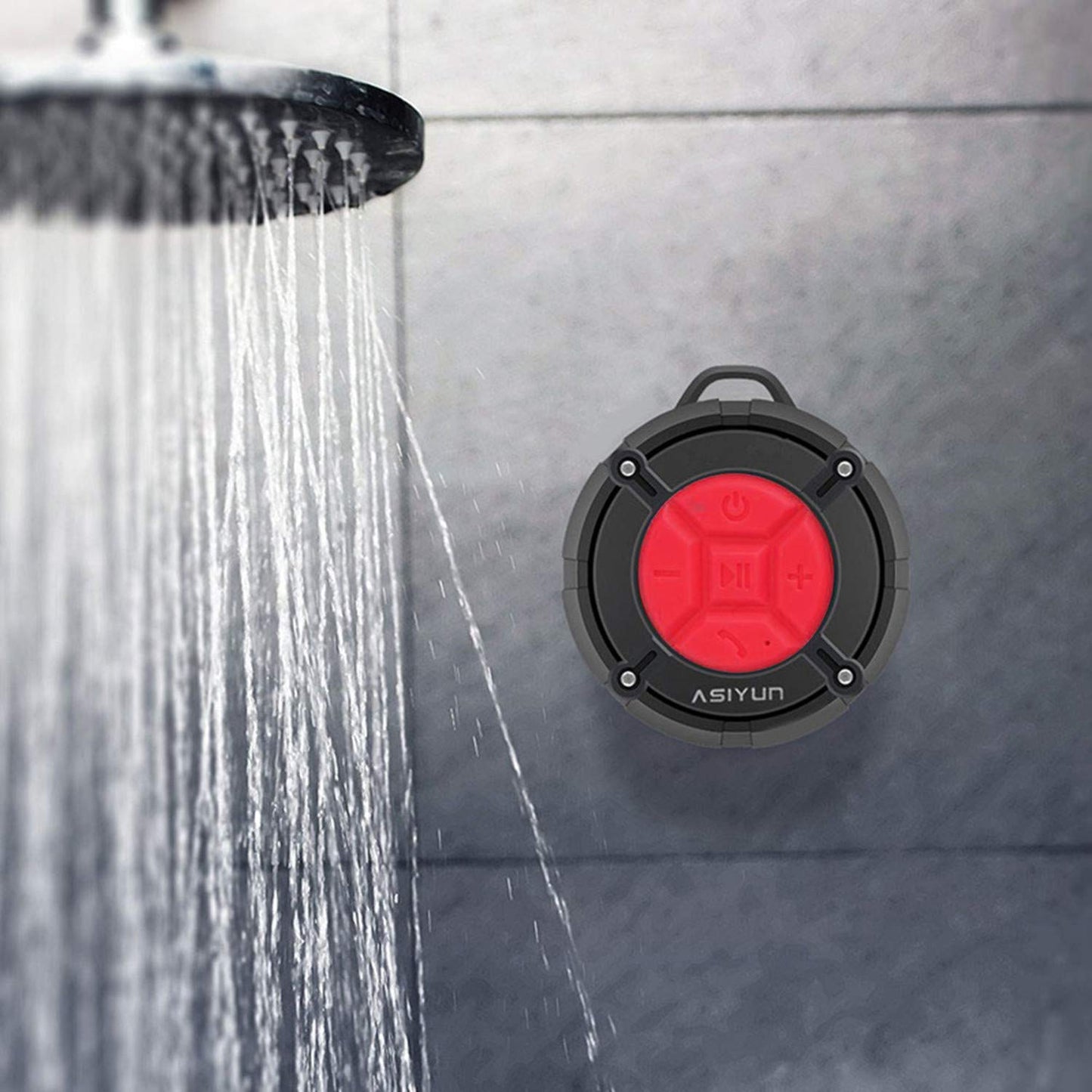ASIYUN Shower Speaker, IPX7 Waterproof Bluetooth Speaker with HD Bass, Suction Cup & Durable Hook, Built-in Mic for Hands-Free Calls, Pool, Beach