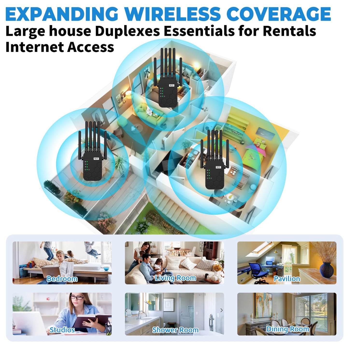 2026 WiFi Extender Signal Booster, Dual Band 5.8GHz&2.4GHz, 6X Faster, WiFi Booster Covers Up to 13880 Sq.ft, 1200M WiFi Repeater with Ethernet Port