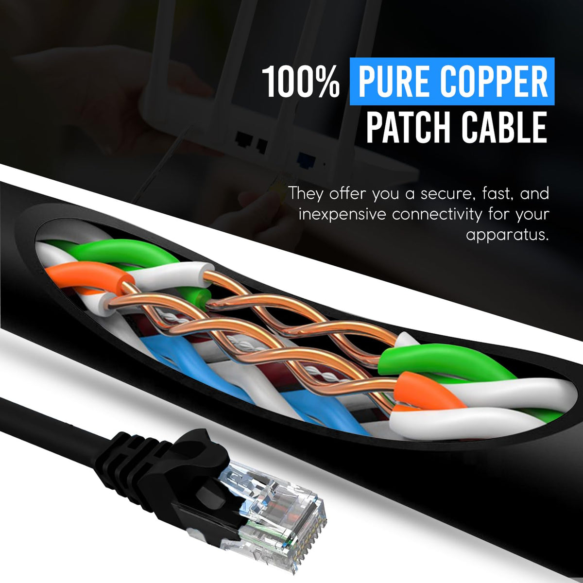 NewYork Cables Cat6 Ethernet Patch Cable 3ft (5 Pack), Snagless Cat6 Patch Cables for Data Centers, 10Gbps, 550Mhz Ethernet Cord, Bare Copper Network