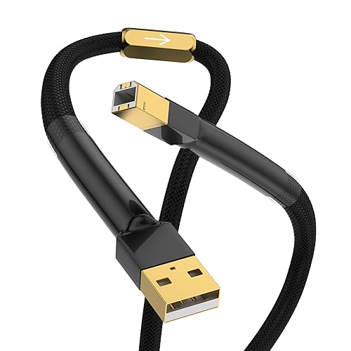 Viborg HiFi USB Cable 4N OFC USB2.0 A-Male to B-Male Digital Audio DAC Cable, Professional USB Cord Wire (1.6FT/0.5M)