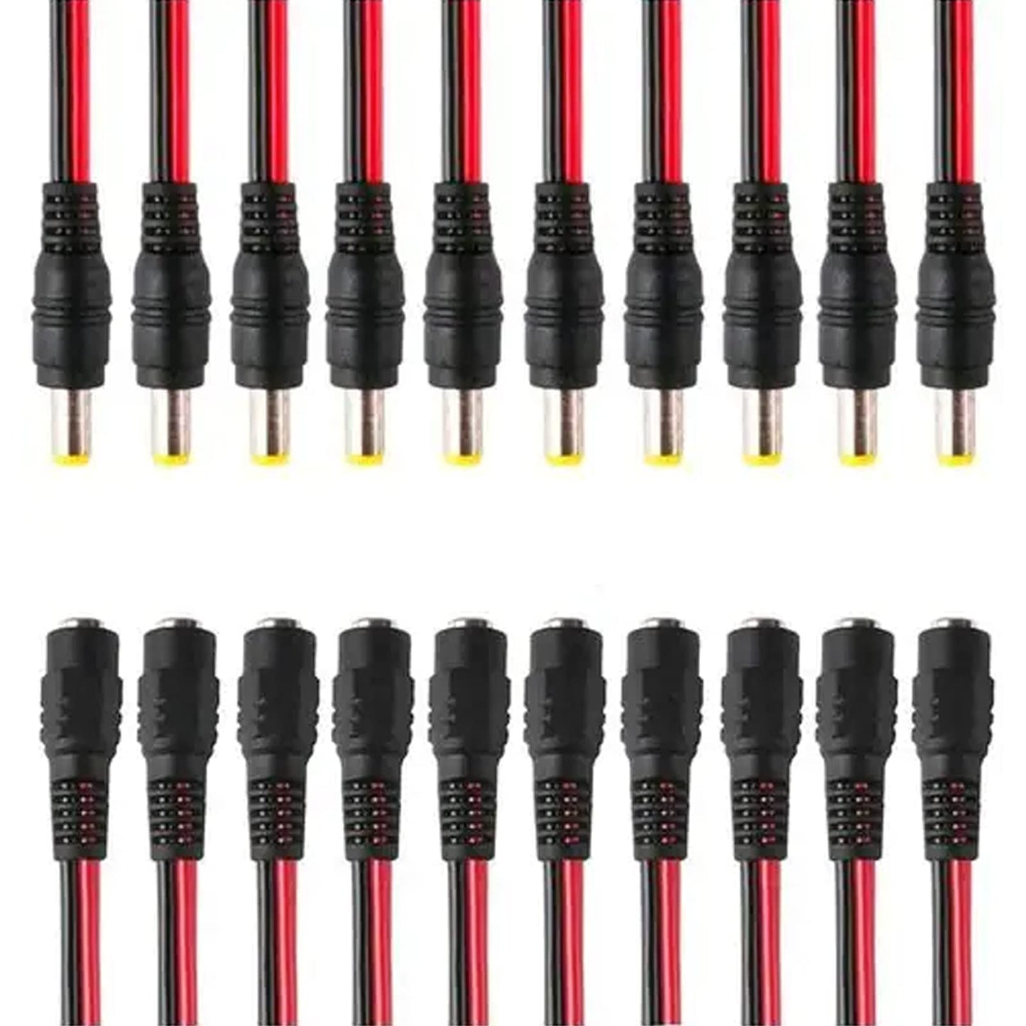 GESS Technologies 40 Pairs DC Power Pigtail Cable Wire Plug 18AWG Pure Copper 2.1mm x 5.5mm 12V 5A Male & Female Connectors for Security CCTV