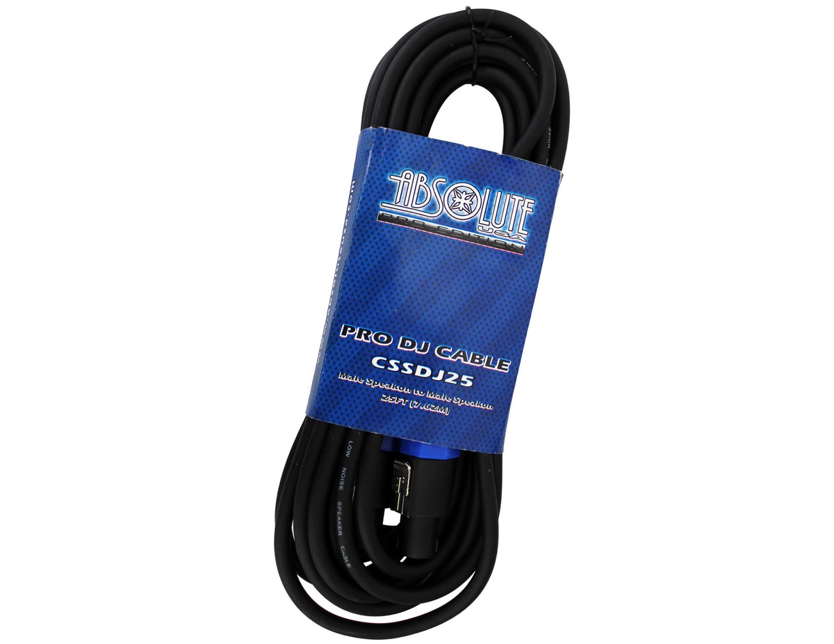 Absolute CSSDJ25 25-Feet Speakon Male to Speakon Male Connector Professional Speaker Cable