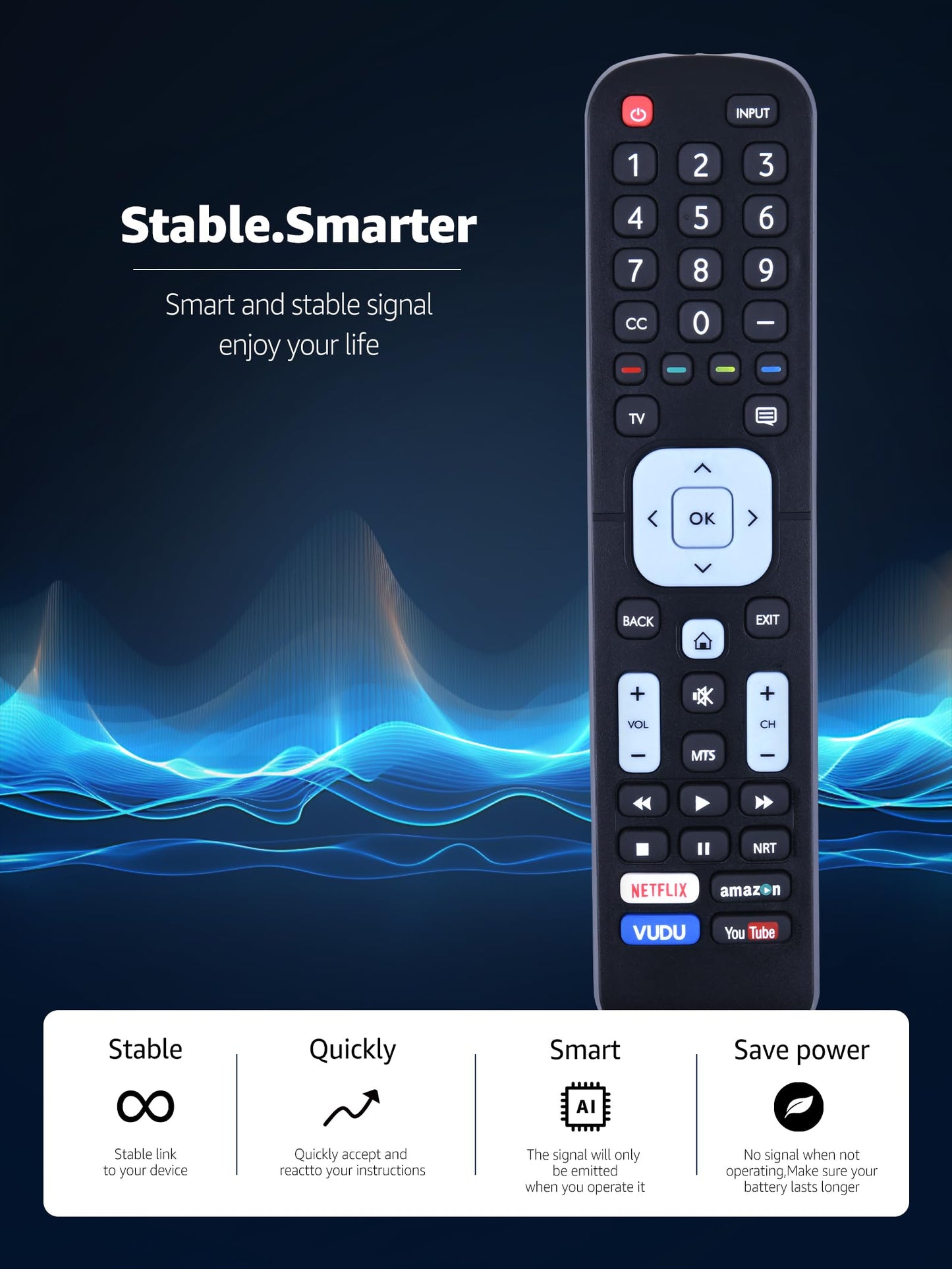 New EN2A27ST Replacement TV Remote Control for Sharp 4K Ultra LED Smart HDTV - LC-32P5000U / LC-40P5000U / LC-43P5000U / LC-50P5000U / LC-55P5000U