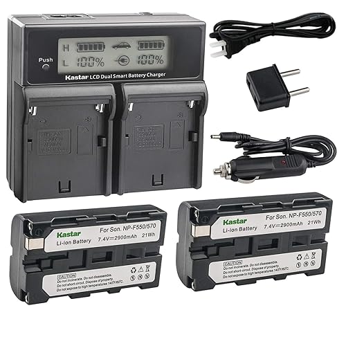 Kastar LCD Dual Fast Charger & 2 x Battery Replacement for Sony NP-F330 NP-F550 NP-F570, CCD-RV200 CCD-SC9 CCD-TR1 CCD-TR940 CCD-TR917 Camera, CN-126