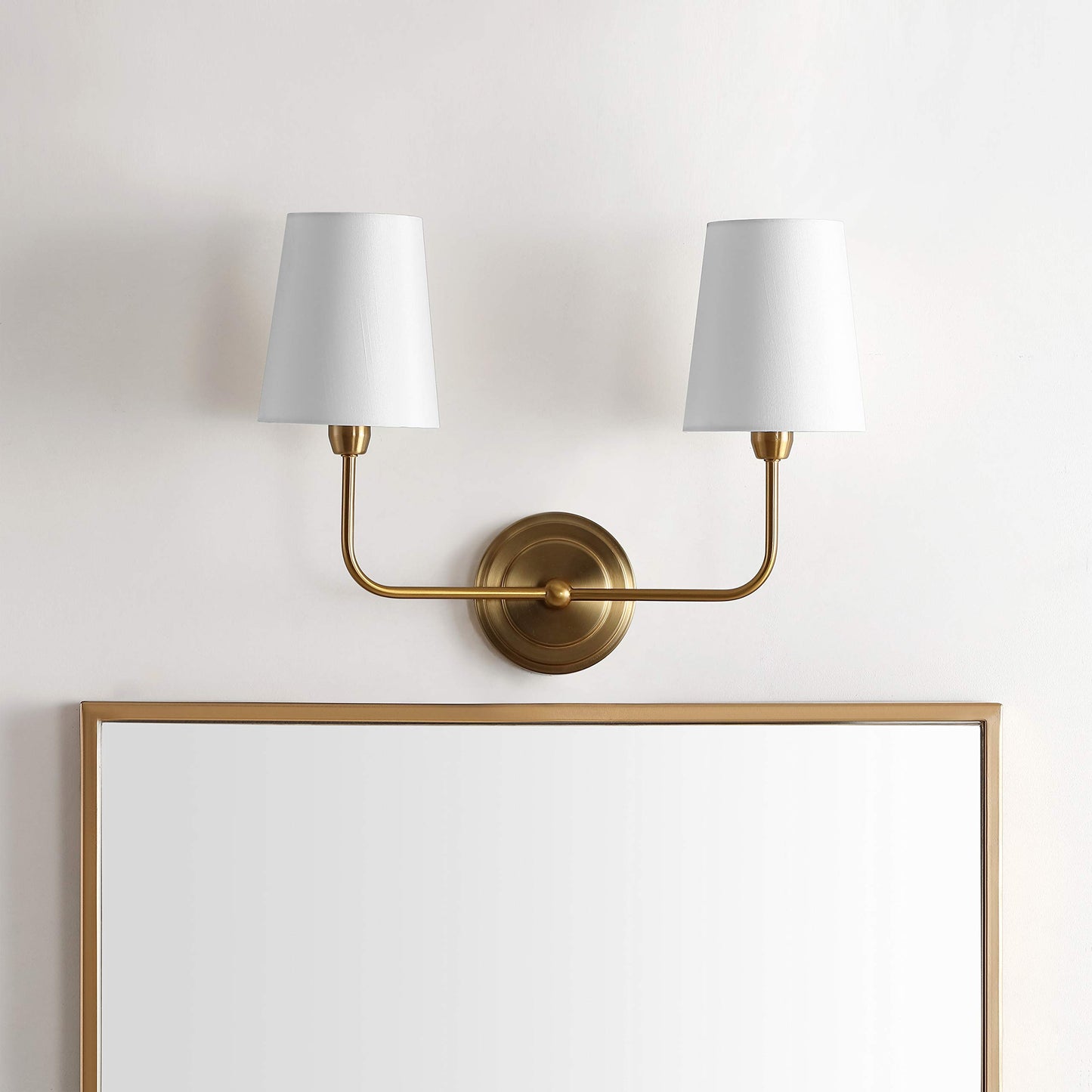 Safavieh Lighting Ezra Brass Gold 2-Light Wall Sconce (LED Bulbs Included)