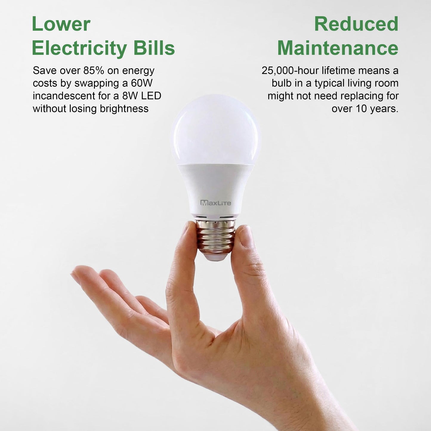 Maxlite 60-Watt Equivalent A19 LED Light Bulb Daylight 5000K Dimmable Household Lighting Enclosed Rated (4-Pack)