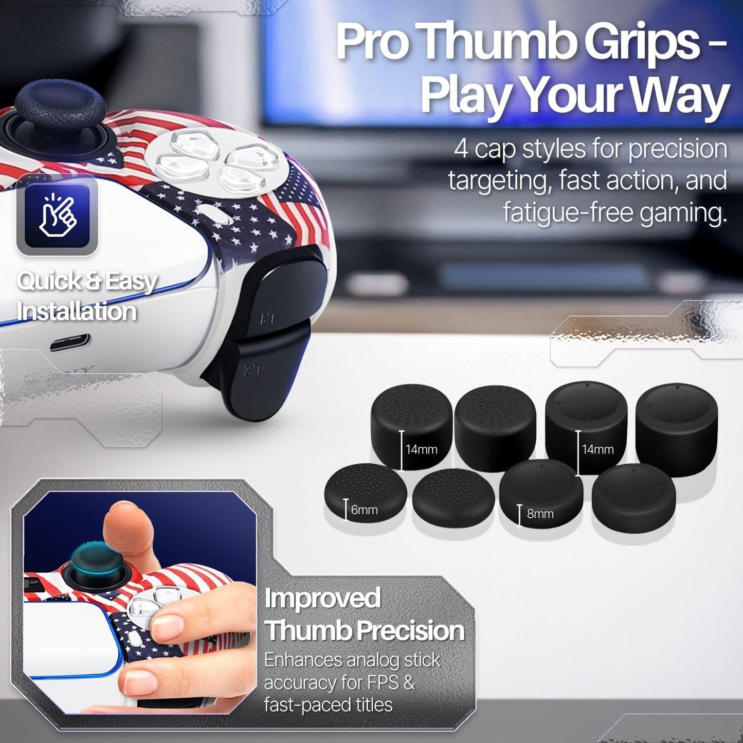 TNP Silicone Case Cover for PS5 Controller - Anti-Slip Silicone Skin Sleeve with 8 Thumb Grips for DualSense Controller - Ergonomic Textured Grip