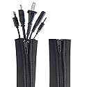 Zipper Cable Sleeve by Wrap-It Storage - 36" x 4" (2-Pack) Black - Cord Organizer and Cable Protector for Desk, Computer, TV Cord Management to Hide