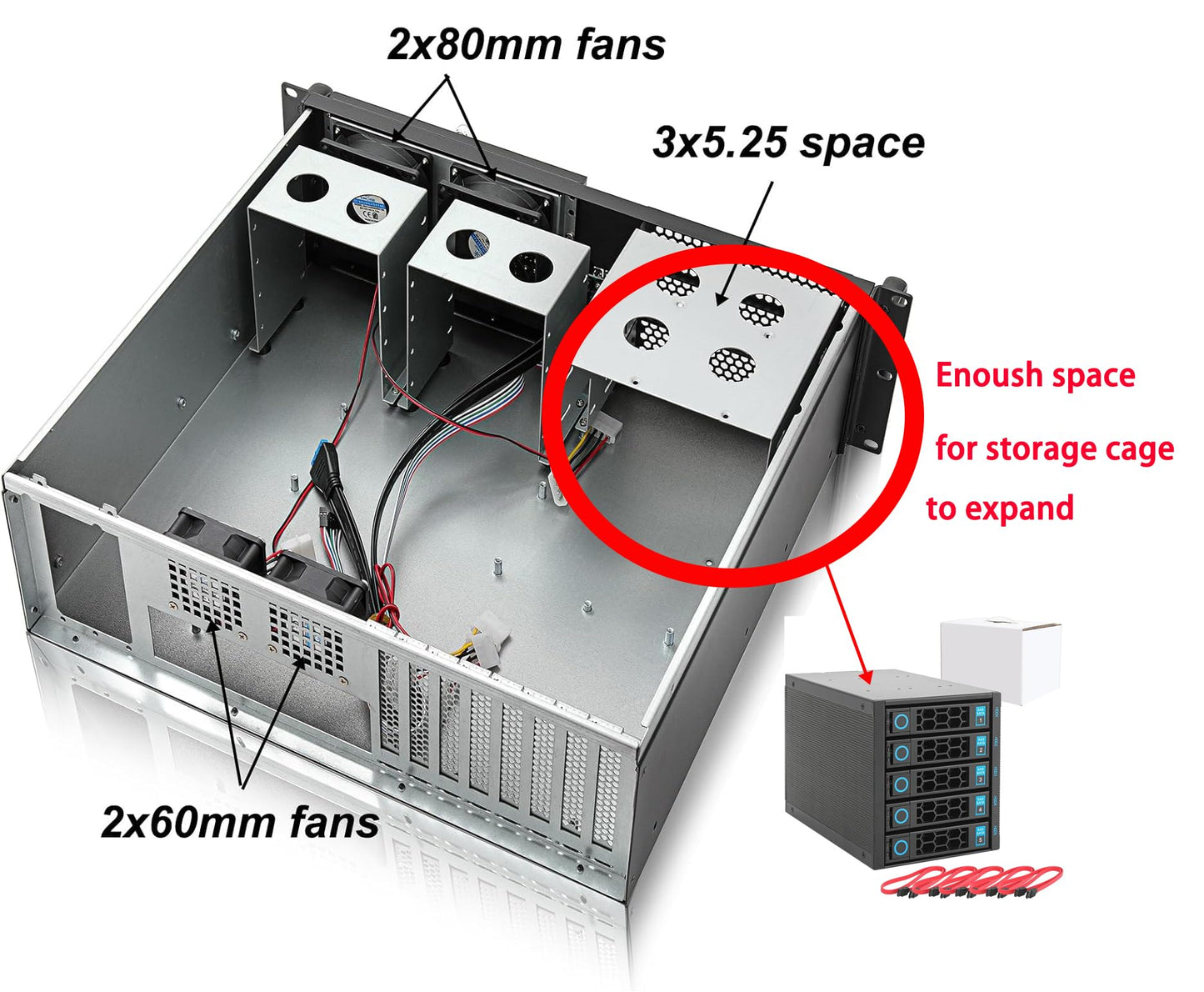 RackChoice 3U Server Chassis Rackmount Case with 3x5.25+4x3.5 Support ATX/MATX/MiniITX M/B and SFX Power Supply, dust Filter Bracket infront Easy