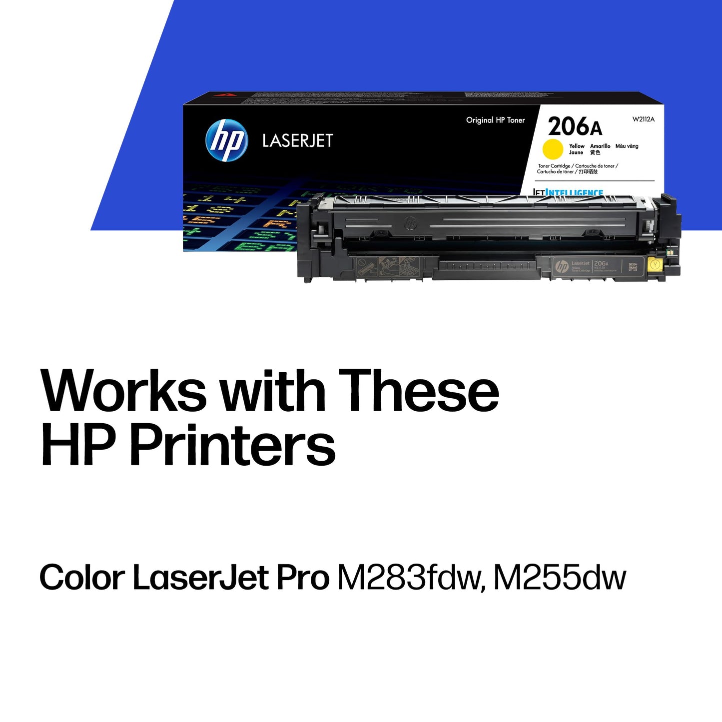 HP 206A Yellow Toner Cartridge | Works with Color LaserJet Pro M255, MFP M282, M283 Series | W2112A
