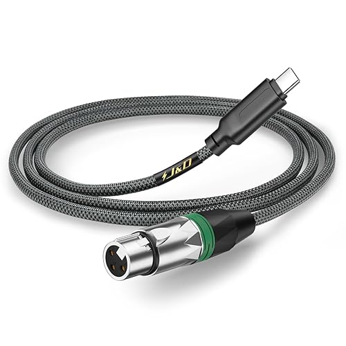 J&D USB C to XLR Microphone Audio Cable for Audio Recording, Dynamic Microphone, Braided USB C to XLR Female Cable Compatible with iPhone 16/17