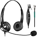 Callez RJ9 Phone Headset with Noise Cancelling Mic & Volume Controls, Telephone Headset Compatible with Avaya Plantronics Mitel ShoreTel Digium Nortel