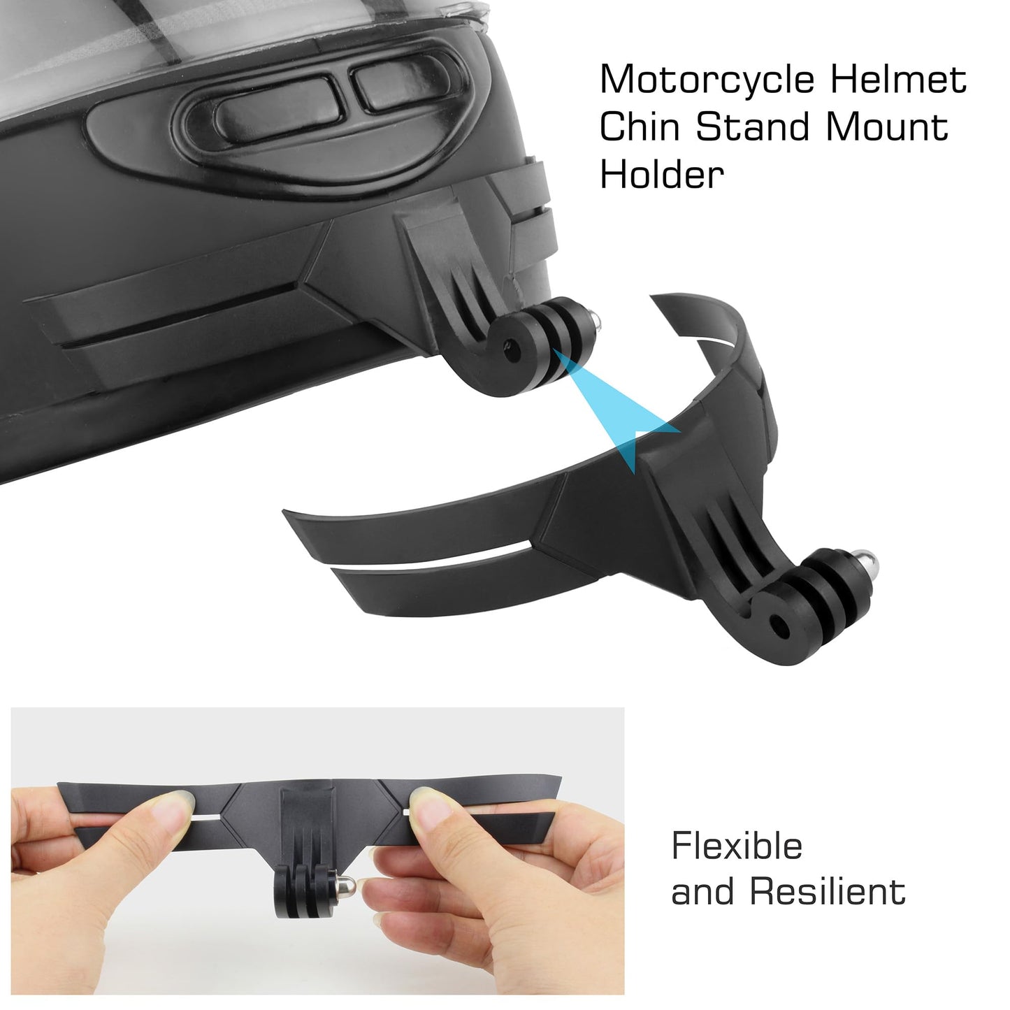 GEPULY Motorcycle Helmet Chin Mount for Action Cameras with Windslayer Foam Compatible with Gopro Hero 13 12 11 10 9 Black, Helmet Adhesive Kit Reduce