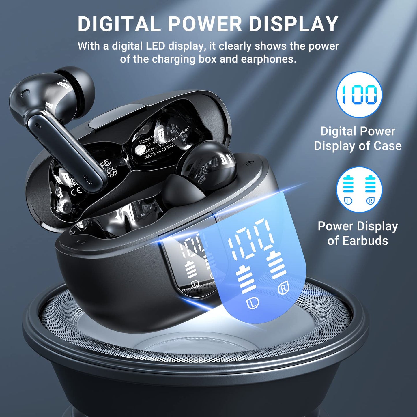 Wireless Earbuds, 2024 Wireless Headphones HiFi Stereo Earphones with 4 ENC Noise Canceling Mic, 42Hs Playtime In Ear Earbud, Bluetooth 5.3 Sport