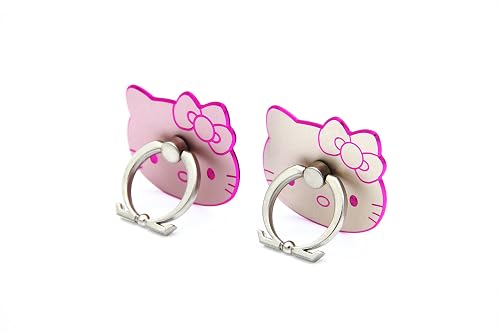 CellDesigns Kitty Cell Phone Ring Grip Stand Holder Car Mounts (Rose Gold, Gold/Pink Rim)