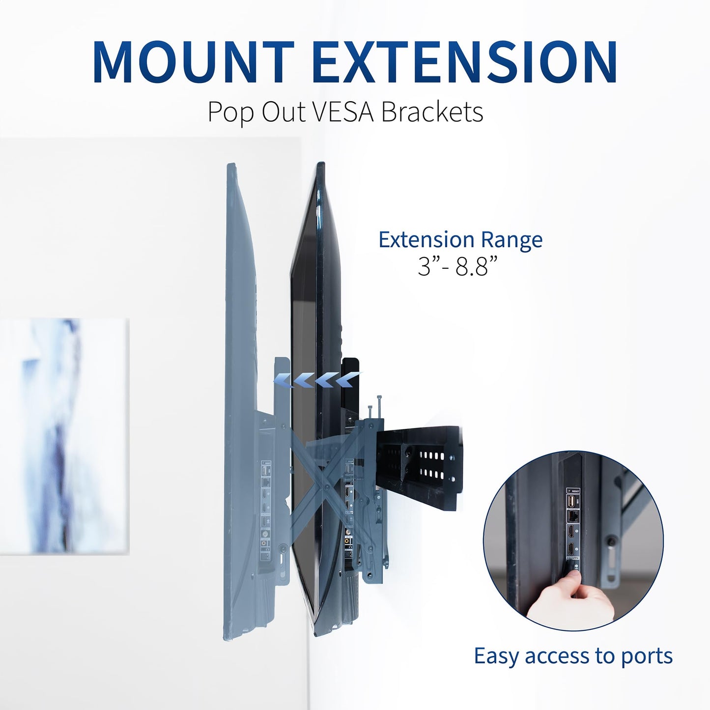 VIVO Pop-Out Steel 1x2 Video Wall Mount, Fits 2 TV Screens 37 to 65 inches, Wide VESA Range and Screen Leveling, Holds up to 308 lbs, Black