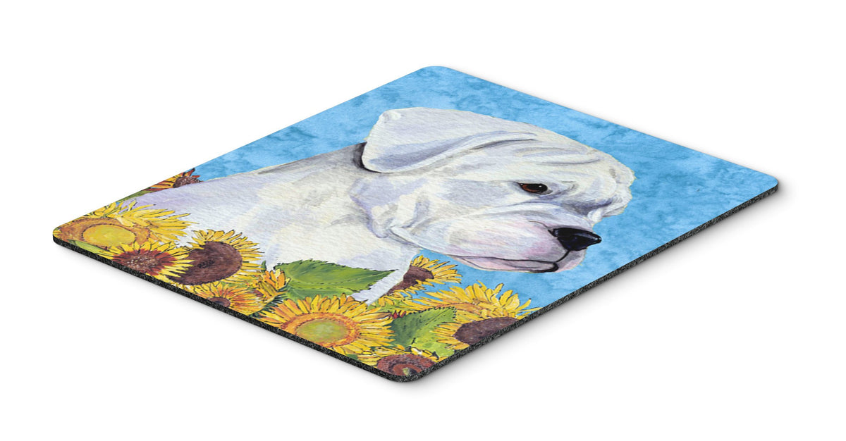 Caroline's Treasures SS4142MP Boxer in Summer Flowers Mouse Pad, Hot Pad or Trivet for Home Office Gaming Working Computers Laptop Mouse Mat,Washable