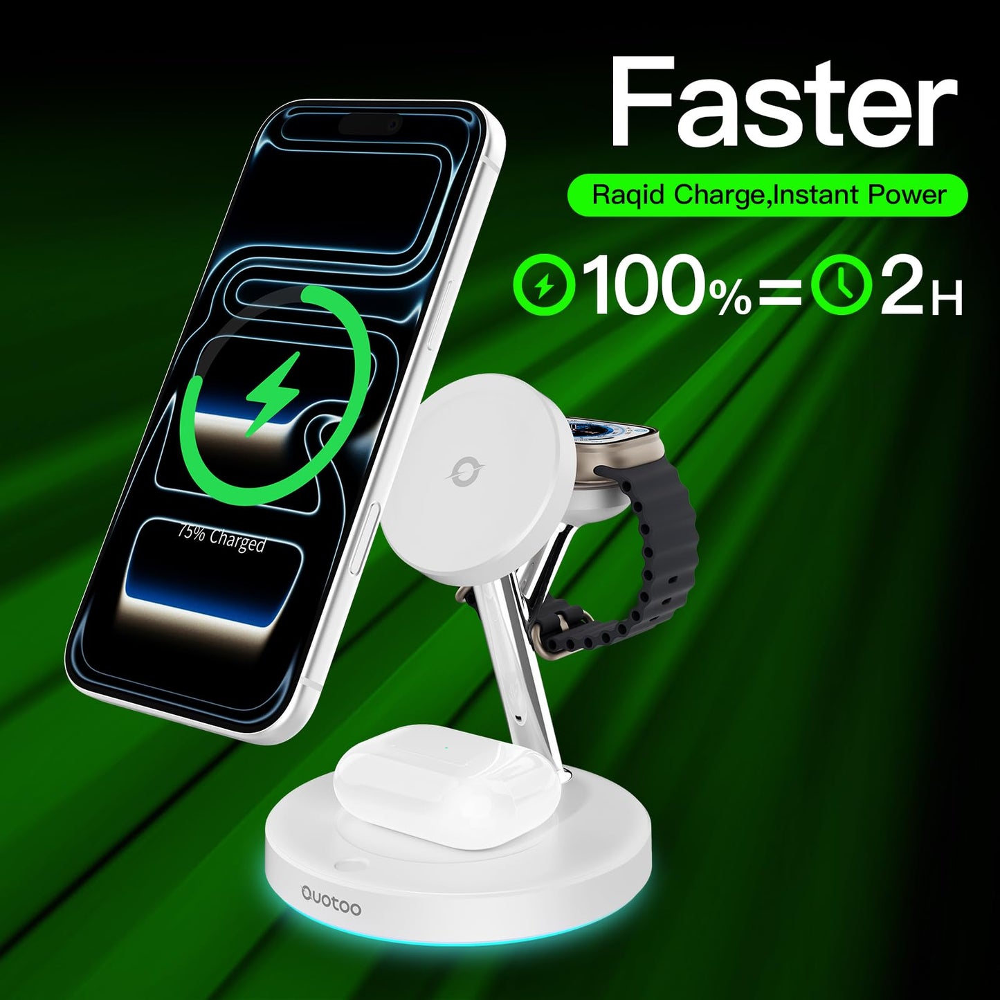 New 3 in 1 Charging Station for Apple Compatible with Magsafe Charger Stand for iPhone 17 16 15 14 13 12 Wireless Charging Station for AirPods