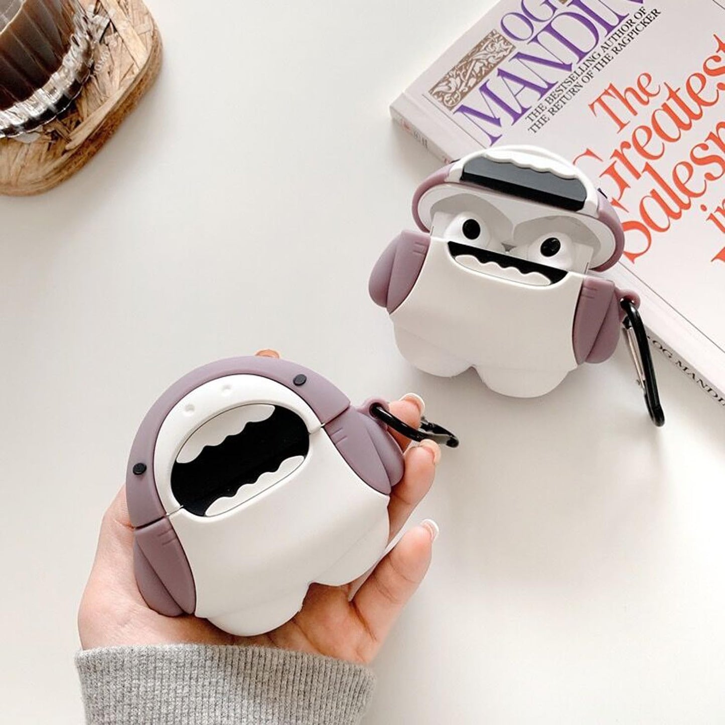 Cute Shark Case for Airpods Pro/Pro 2 Gen Cases 2023/2022/2019, Funny 3D Cartoon Kawaii Cool Cover with Cleaning Kit & Keychain for Apple Airpod Pro