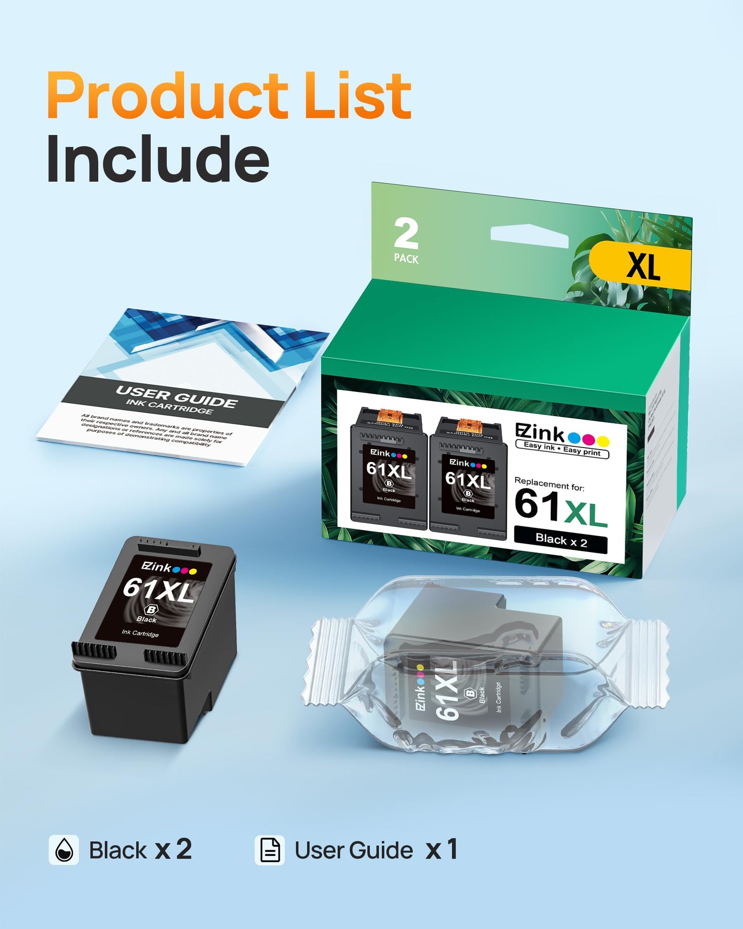 61XL 61 Ink Cartridges 4500 5530 Printer for HP 61 XL Black Ink Cartridges
