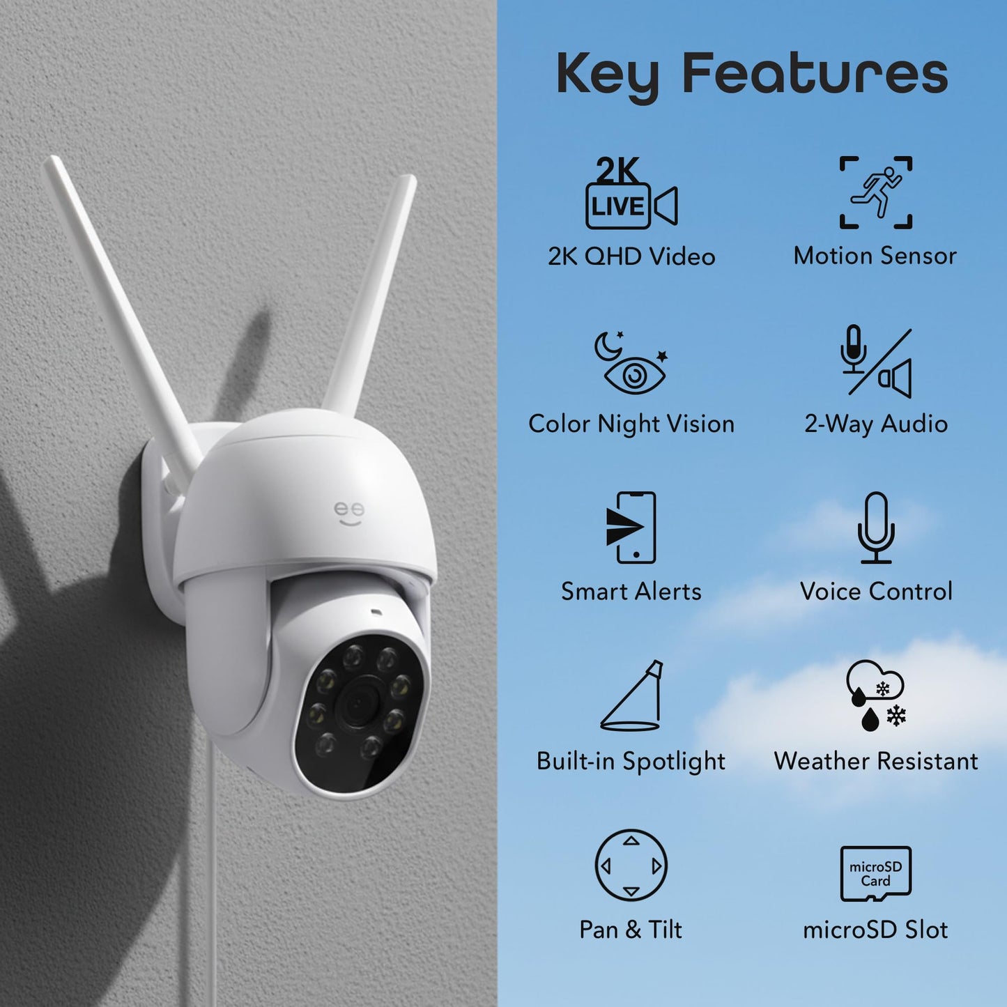 Geeni Lookout 2K Outdoor Auto-Follow Security Camera - Outdoor Security Camera, Weather Resistant with Pan-Tilt, Motion Tracking, Dual-Band Wi-Fi
