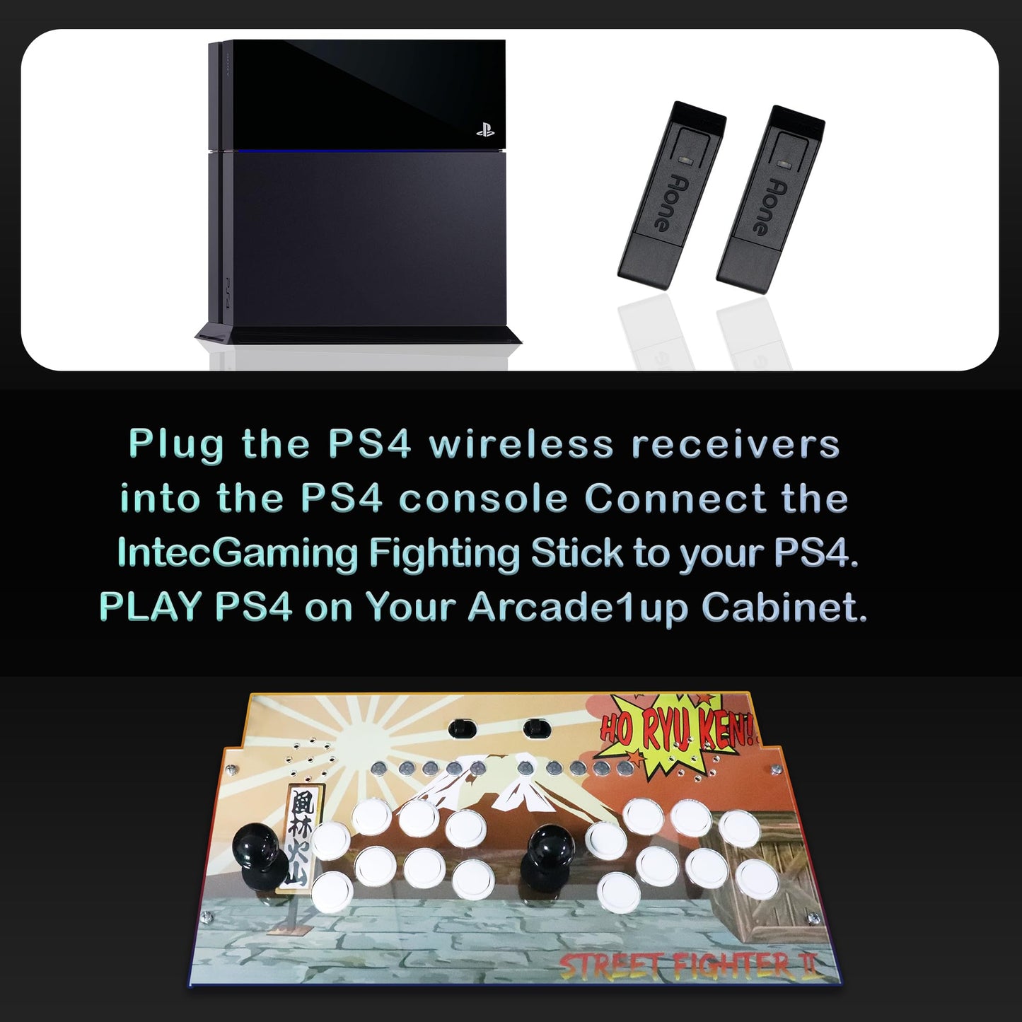 Intec Gaming PS4 Converter- Only Compatible with Switch Fighting Stick of IntecGaming, Wire-Less Adapter for PlayStation 4 PS4 Console to Arcade1up