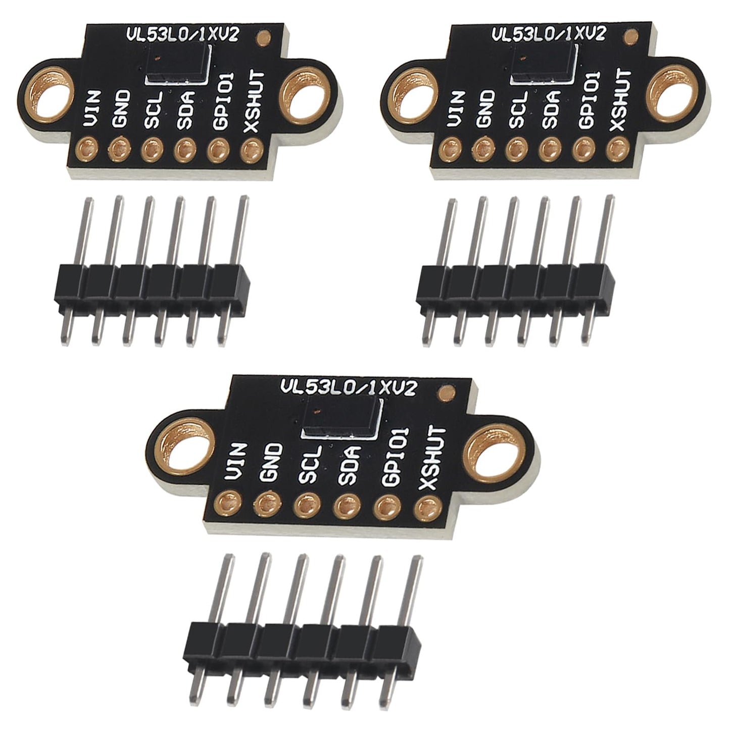 3Pcs VL53L0X Time-of-Flight Ranging Sensor Distance Sensor VL53L0X Flight Distance Measurement Module for Arduino(Pack of 3,Black)