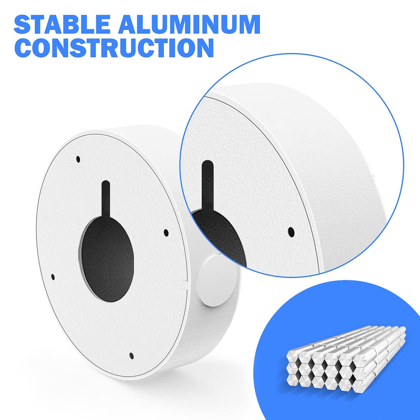 ENS Custom Drilling Junction Box for Security Cameras - Aluminum Enclosure - Dome/Turret/Bullet/Fisheye Cameras Base, 2 Side and 1 Bottom 3/4" Holes